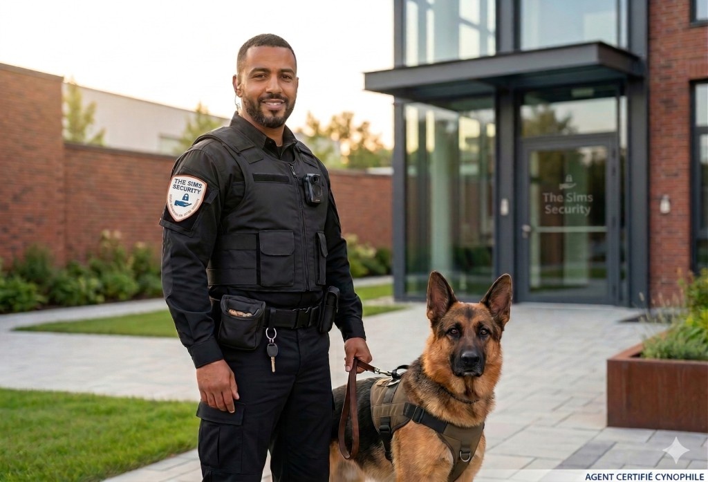 Agent de sécurité avec chien